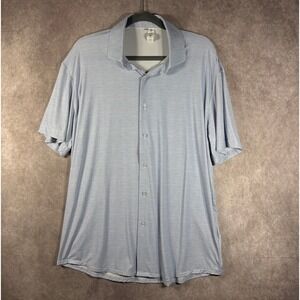 State & Liberty Button Down 2XL Blue Short Sleeve Performance Athletic Stretch